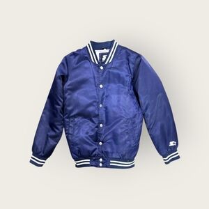 STARTER Navy Satin Jacket with Stripes